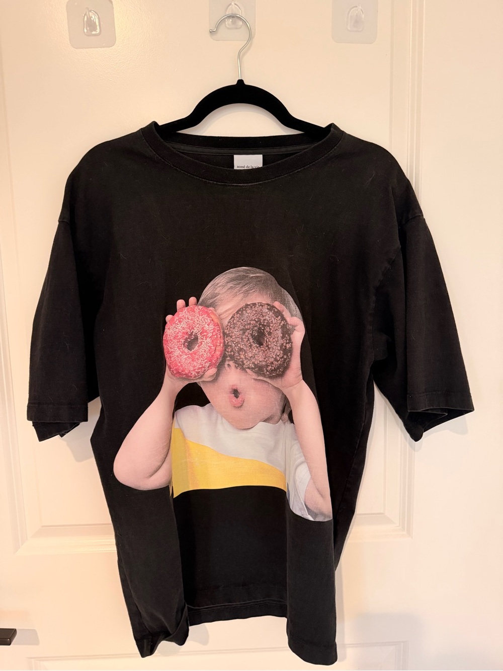 Acme de la vie Black Graphic Tee with Donut Print